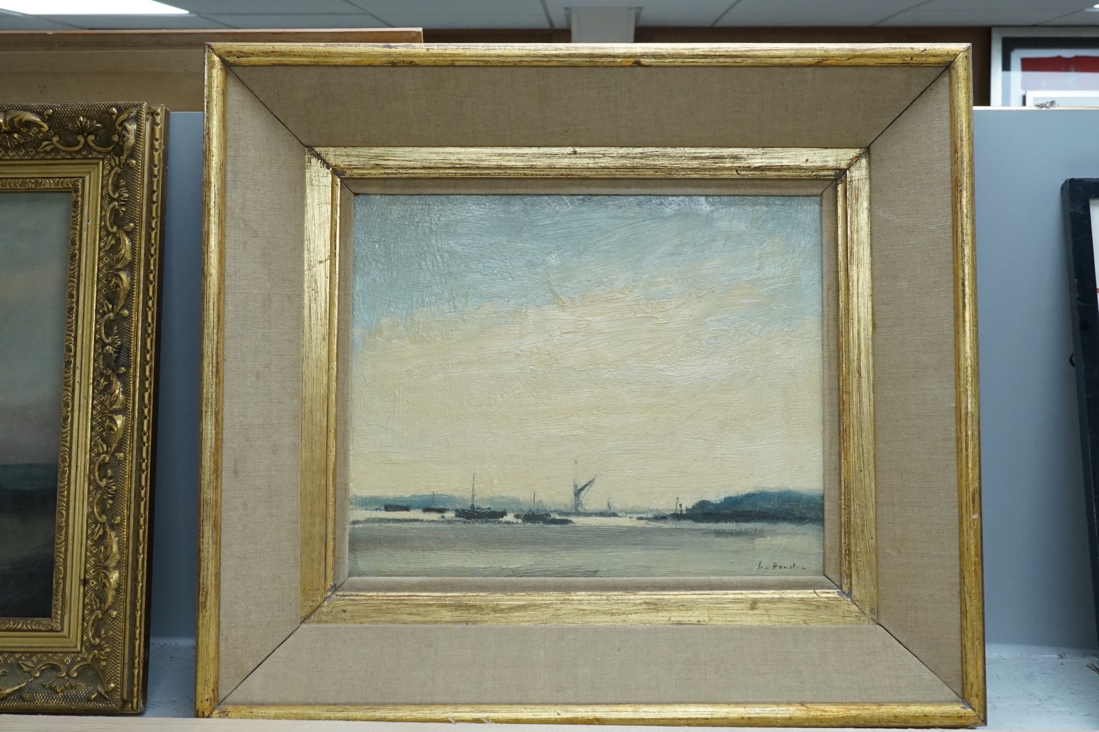 Ian Houston (1934-2021), oil on board, 'Early morning on the Orwell, signed, 22 x 27cm